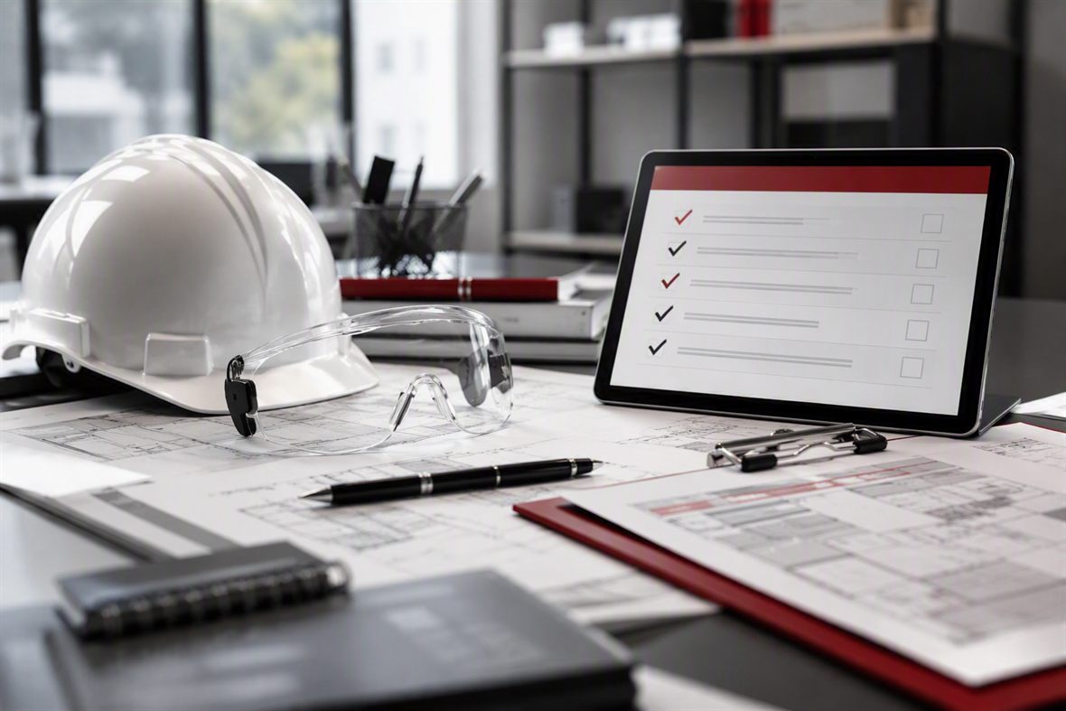 Casque de chantier et tablette de suivi sécurité